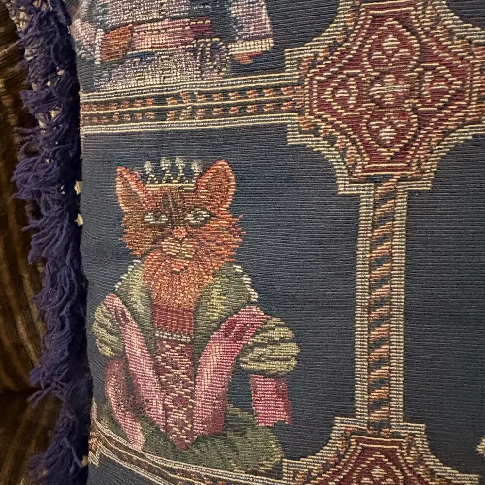 Regal Animals Tapestry Fringe Pillow Aristocrat Royalty Cats Dogs Belgian